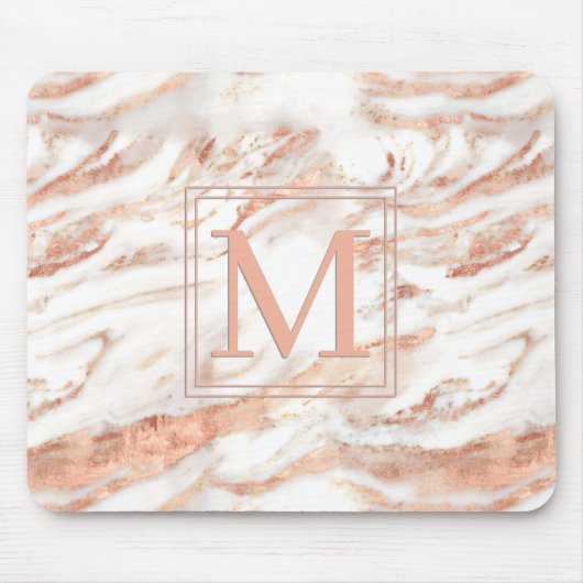 Tapis De Souris Élégant Monogramme sur Rose en cuivre chic en marb (Devant)