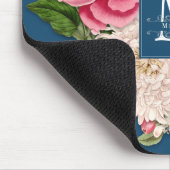 Tapis De Souris Élégant Monogramme tourbillonne Dark Turquoise Flo (Coin)