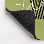 Tapis De Souris Élégant monogrammed initial et script vert olive (Coin)