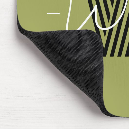 Tapis De Souris Élégant monogrammed initial et script vert olive (Coin)