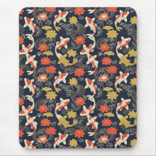 Tapis De Souris Élégant motif de carpes koï et de lotus