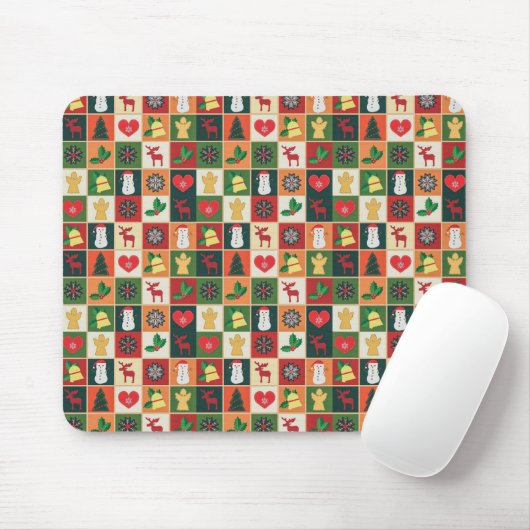 Tapis De Souris Élégant Motif de Noël coloré | Mousepad (Avec souris)