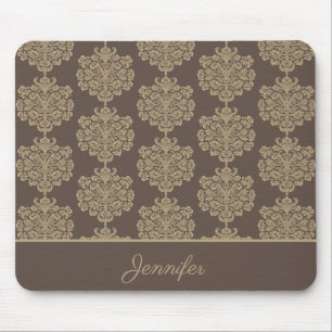 Tapis De Souris Elégant motif floral chic or damassé
