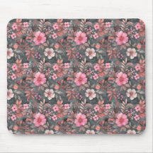 Élégant motif floral rose et gris chic