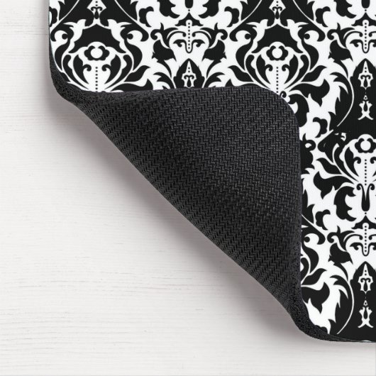 Tapis De Souris Elégant noir & blanc Damask (Coin)