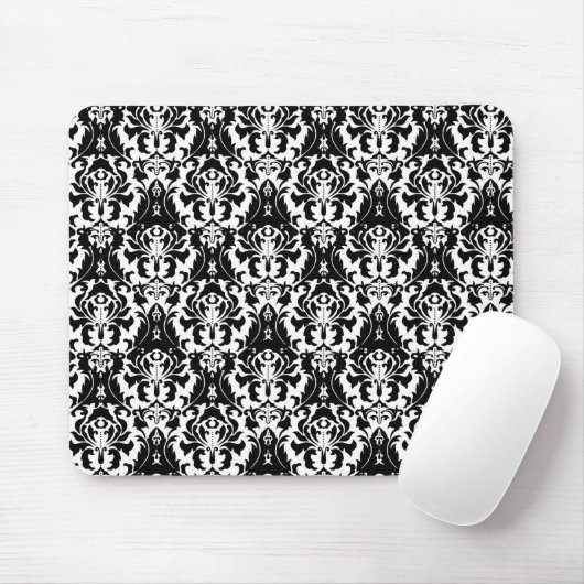 Tapis De Souris Elégant noir & blanc Damask (Avec souris)