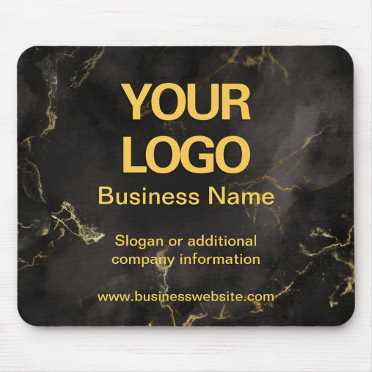 Tapis De Souris Élégant noir et or Marble Business Slogan (Devant)