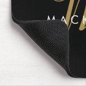 Tapis De Souris Élégant Noir Moderne Script Monogramme (Coin)