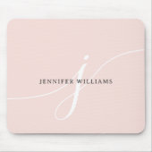 Tapis De Souris Élégant noir rose clair rose Monogramme (Devant)