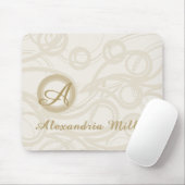 Tapis De Souris Élégant nom de monogramme Linen Swirl Motif (Avec souris)