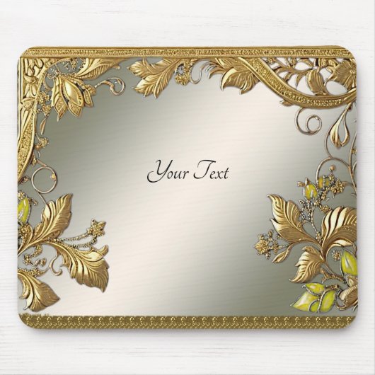 Tapis De Souris Elégant or décoratif Floral Mousepad (Devant)