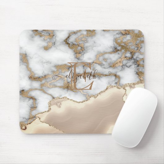 Tapis De Souris Élégant Parties scintillant or élégant Monogramme  (Avec souris)