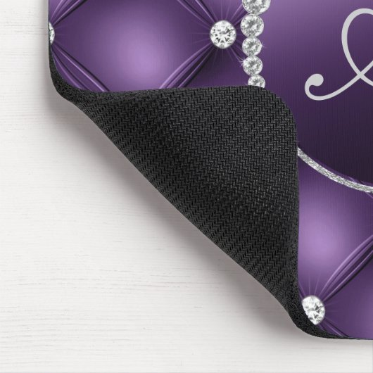 Tapis De Souris Élégant Parties scintillant violet Monogramme (Coin)