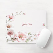 Tapis De Souris Elegant Pink White Floral Mousepad (Avec souris)
