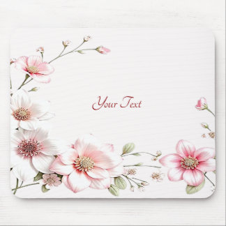 Tapis De Souris Elegant Pink White Floral Mousepad