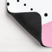 Tapis De Souris Elégant pois noirs en cuir rose géométrique modern (Coin)