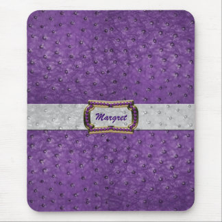Tapis De Souris Elégant Purple Ostrich cuir look Souris Pad