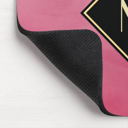 Tapis De Souris Élégant rose Brossé Avec Monogramme Or Simple (Coin)