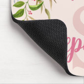 Tapis De Souris Élégant rose floral verdure Monogramme Nom initial (Coin)