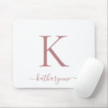 Tapis De Souris Élégant Rose moderne Monogramme or blanc<br><div class="desc">Monogramme d'or rose rose moderne sur un chic matelot blanc. Facile à customiser avec votre propre nom et vos détails. Parfait pour votre style de vie moderne minimaliste mais luxueux ! Veuillez nous contacter à cedarandstring@gmail.com si vous avez besoin d'aide pour la conception ou les produits correspondants.</div>