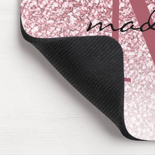 Tapis De Souris Élégant Rose Parties scintillant or Girly Monogram (Coin)