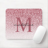 Tapis De Souris Élégant Rose Parties scintillant or Girly Monogram (Avec souris)
