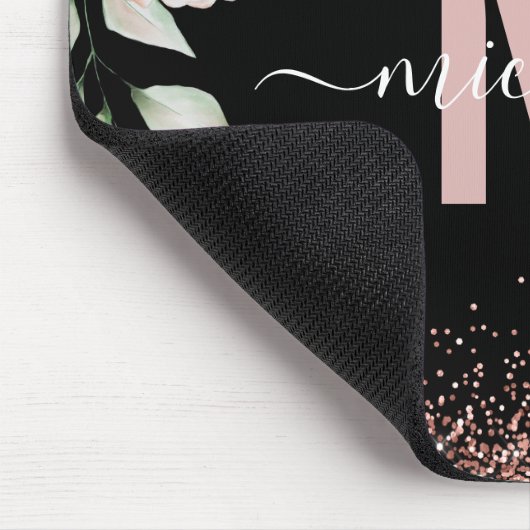 Tapis De Souris Élégant rose Rose or Parties scintillant Monogramm (Coin)