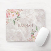 Tapis De Souris Elégant rose rose Peony Marbre floral (Avec souris)
