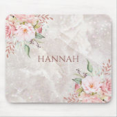 Tapis De Souris Elégant rose rose Peony Marbre floral (Devant)
