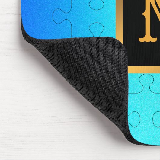 Tapis De Souris Élégant Royal Blue Metal Monogramme (Coin)