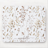 Tapis De Souris Elégant Rustique Aquarelle Fleurs Brown Feuilles (Devant)
