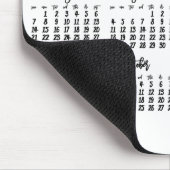 Tapis De Souris Élégant Script Blanc Et Noir Calendrier 2023 (Coin)