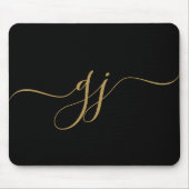 Tapis De Souris Élégant script élégant Monogramme initial or (Devant)
