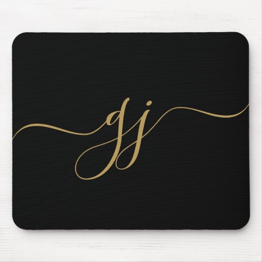 Tapis De Souris Élégant script élégant Monogramme initial or (Devant)