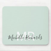 Tapis De Souris Élégant script vert pastel moderne (Devant)