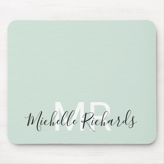 Tapis De Souris Élégant script vert pastel moderne (Devant)