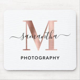 Tapis De Souris Élégant signature Rose Gold M Monogramme Logo