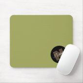 Tapis De Souris Élégant simple olive et noir Monogramme initial (Avec souris)