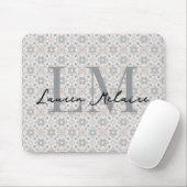 Tapis De Souris Elegant Spanish Tile Monogram Script Name  (Avec souris)