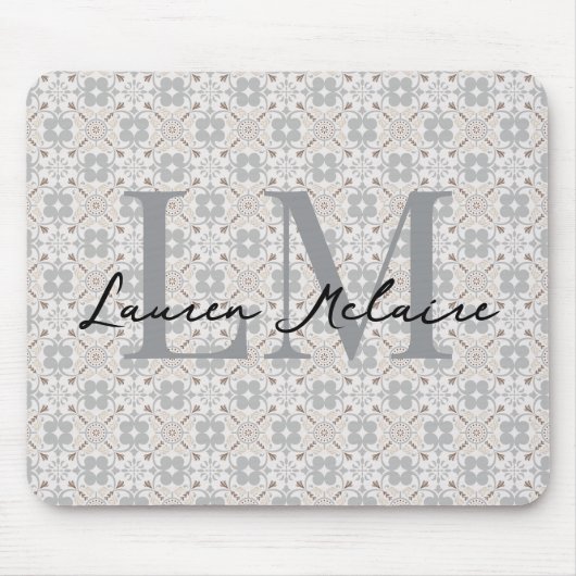 Tapis De Souris Elegant Spanish Tile Monogram Script Name  (Devant)