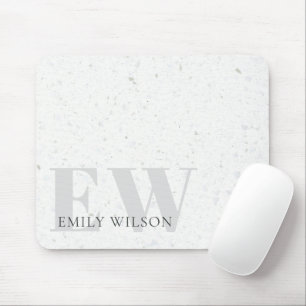 Tapis De Souris Élégant Terrazzo Rustique Pierre gris Nom Monogram