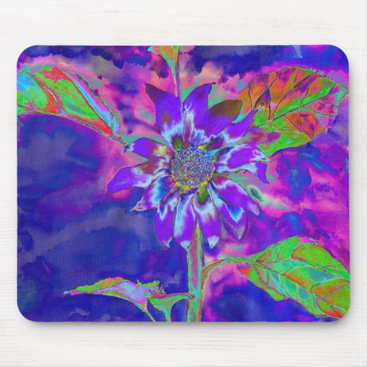 Tapis De Souris Élégant tournesol à fleurs violettes (Devant)