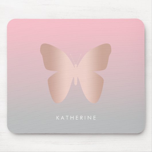 Tapis De Souris Elegant, trendy rose gold butterfly (Devant)