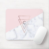 Tapis De Souris élégant triangle or rose marbre blanc rose (Avec souris)