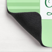 Tapis De Souris Élégant Vert clair rayé Fancy Initiale (Coin)