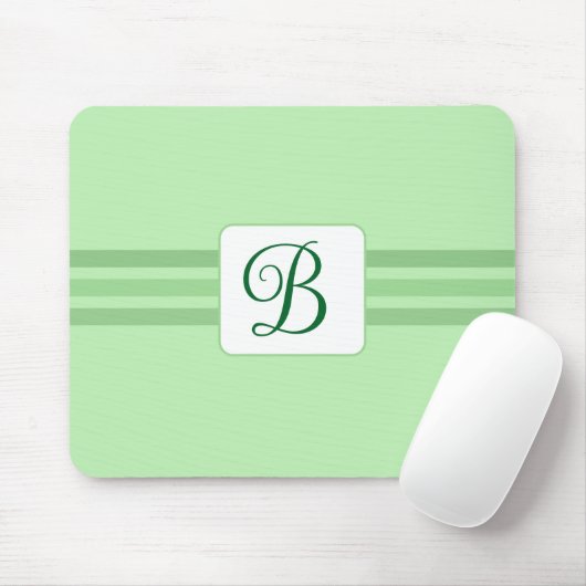 Tapis De Souris Élégant Vert clair rayé Fancy Initiale (Avec souris)