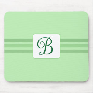 Tapis De Souris Élégant Vert clair rayé Fancy Initiale