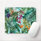 Tapis De Souris Elégant vert tropical feuille aqua motif (Avec souris)