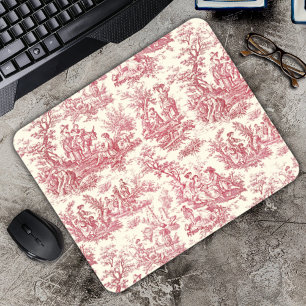 Tapis De Souris Élégant vintage rouge toile de Jouy