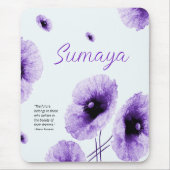 Tapis De Souris Élégant Violet Floral Personnalisable Souris (Devant)